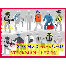 Stickman 11 pack -Rigged 3D model